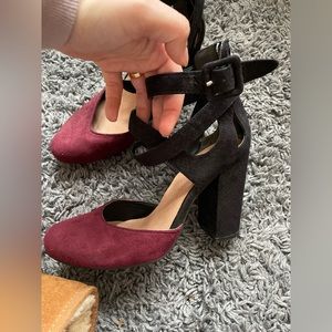 MOVING SALE free people strapped two tone suede heels